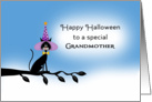 For Grandmother Halloween Card with Black Cat-Witches Hat-Tree Branch card