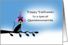 For Granddaughter Halloween Card - Black Cat-Witches Hat-Tree Branch card