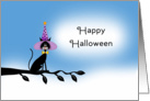 General Halloween Card with Black Cat-Witches Hat-Tree Branch card