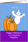 For Daughter Halloween Card-Two Pumpkins, Ghost and Boo card