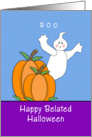 Belated Halloween Card-Two Pumpkins, Ghost and Boo card