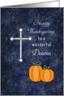 For Deacon Thanksgiving Card-Cross and Two Pumpkins card