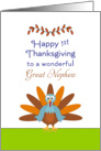 For Great Nephew First Thanksgiving Card-Turkey and Leaf Border card