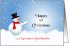 For Grandnephew 1st Christmas Card-Snowman-Snow Scene card