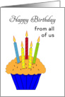 From all of Us Birthday Card with Cupcake and Candles card