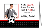 Kids Birthday Party Photo Invitation-Custom Name-Soccer Ball card