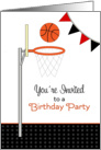 Basketball Theme Birthday Party Invitation-Basketball, Net and Banners card