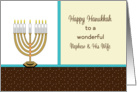 For Nephew and Wife Hanukkah Card with Menorah card