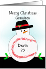 Custom Card For Devin Christmas Snowman Baseball Card