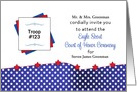 Custom Eagle Scout Court of Honor Invitation-Red,White,Blue, Stars card