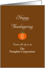 Business Thanksgiving Card with Pumpkin-Customizable Text card
