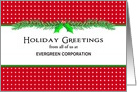 Custom Business Christmas Card-Evergreen Branches and Holly card