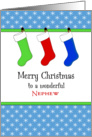 For Nephew Christmas Card-Christmas Stockings & Snowflakes card