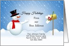 Our New Address Christmas Card-Custom-Snowman-Snow Scene-Mail Box card