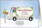 New Address Christmas Card-Moving Truck Snow Scene-Customizable Text card