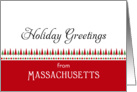 From Massachusetts Christmas Card-Christmas Trees & Star Border card