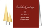 From Business Christmas Card-Gold Colored Trees-Customizable Text card