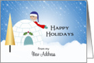 My New Address Christmas Card Announcement-Igloo-Tree-Elf-Snow Scene card