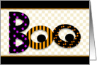 Boo Halloween Card with Eyes-Stars-Stripes-Dots and Checkered Design card