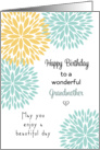 For Grandmother / Grandma Birthday Card - Blue & Light Orange Flowers card