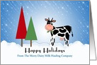 Milk Hauling Christmas Card-Cow and Christmas Trees-Customizable card