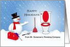 From Plumber Christmas Card-Snowman-Tool Box-Plunger-Toilet Custom card