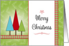 Christmas Card with Christmas Trees-Merry Christmas and Stripes card