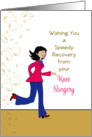 Knee Surgery Get Well Card-Girl Running-Swirls & Swooshes card