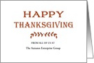 From Business Thanksgiving Card Customizable Text-Small Leaf Design card