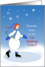 For Ice Skating Coach Thank You Card-Snowman Ice Skater card