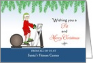 Christmas Fitness Card-Elf on Elliptical Machine-Customizable Text card