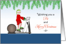 Christmas Fitness Card-Elf on Elliptical Machine card