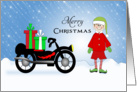 Motorcycle Christmas Card-Elf-Christmas Presents-Merry Christmas card
