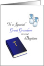 For Great Grandson Baptism Card-Bible, Cross and Baby Booties card