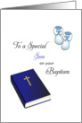 For Son Baptism Card-Bible, Cross and Baby Booties card