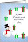 For Son Christmas Card-Snowman-Circle of Christmas Presents card