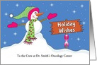 For Doctor Breast Cancer Christmas Card-Customizable-Snowman-Sign card