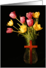 Easter Greeting Card / Blank Note Card-Bouquet of Faith with Tulips card