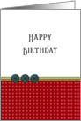 Happy Birthday Greeting Card - Blue Buttons-Red Dotted Design card