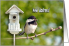 New Address Announcement Greeting Card with Chickadee and Bird House card