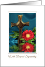 Sympathy Card with Wooden Cross and Gerbera Daisey card