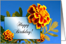 Happy Birthday Greeting Card with Marigold Flowers card
