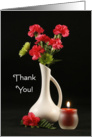 Thank You Card with Carnations in White Vase and Candle card