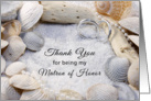 Thank You for Being My Matron of Honor Card-Beach Theme-Shells-Rings card