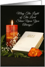 Religious Greeting Card with Candle, Bible & Rose-Light Of The Lord card