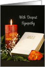 Sympathy Greeting Card-Condolences-Candle, White Bible & Rose card