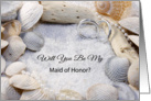 Will You Be My Maid of Honor Invitation-Beach Theme-Shells-Rings-Sand card