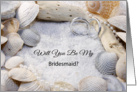 Will You Be My Bridesmaid Invitation-Beach Theme-Rings-Sand-Shells card