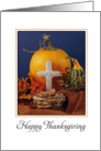Religious Thanksgiving Card with Pumpkin, Cross & Gourds card