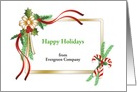 Business Christmas Greeting Card-Candy Canes, Holly-Customizable Text card